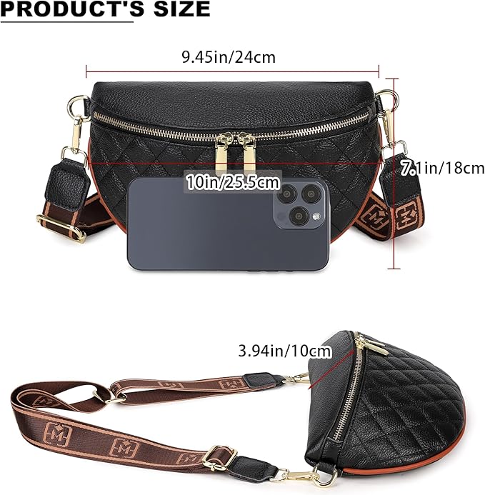 Eslcorri Small Crossbody Sling Bag for Women Trendy - Fanny Packs Leather Chest Belt Bum Bag Anti Theft Purse for Travel