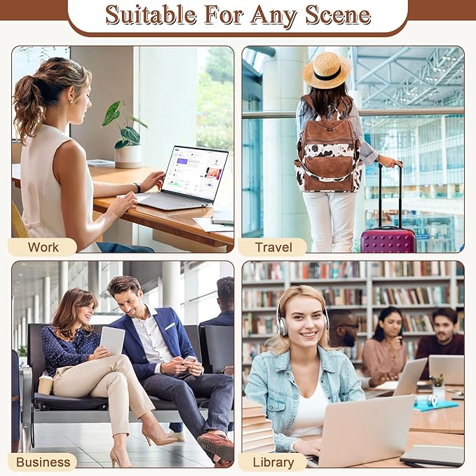 AGLOD Vegan Leather Laptop Backpack for Women 15.6 Inch Work Backpack Purse for Travel College