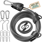 NAZOU Outdoor Retractable Clothesline, 3/16" 34ft+5ft Heavy Duty Coated Steel Wire Rope Clothes Line with Windproof Clamps, Portable Drying Line for Travel, Camping, Laundry, and Use