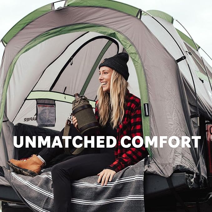 Napier Backroadz Truck Tent | Pickup Truck Bed Camping Tent | Rainfly for Water Protection | Sturdy and Spacious 2-Person Truck Tent | Easy 10-Minute Setup | Gray/Green