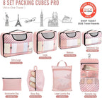 8 Set Packing Cubes for Travel Essentials, Suitcase Organizer Bags in 4 Sizes, Carry-On Luggage Accessories with Laundry Bag, Airplane Must Have, Gifts for Women Men