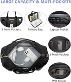 Women Weekender Travel Duffle Bag: Initial Duffel Overnight Bags with Shoe Compartment Large Carry on Tote with Toiletry Bag Weekend Traveling Yoga Gym Hospital Bag for Women with Wet Pocket Letter A