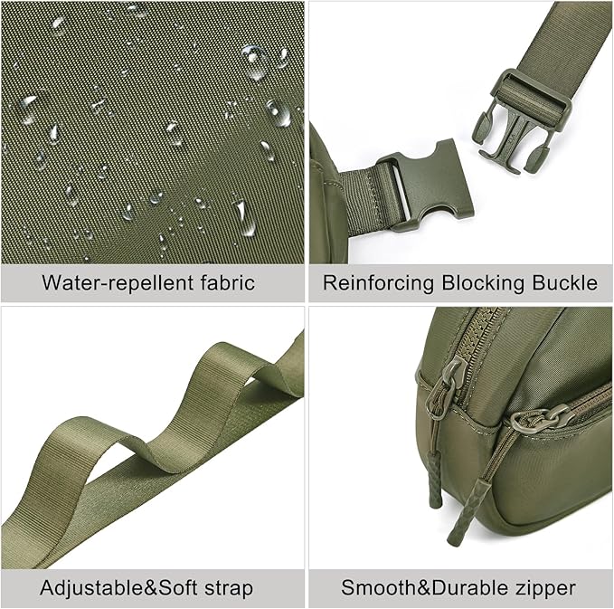 WESTBRONCO Fanny Packs for Women Men, Small Belt Bag Nylon, Lightweight Fashion Waist Packs, Mini Crossbody Bags with Adjustable Strap for Workout Running Traveling(Green)