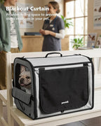 Dog Car Carrier Light Weight 24×17.7×20.5in, Dog Carrier Easy to Assemble, Dog Car Crate Portable and Breathable, Foldable Pet Carrier for Indoor and Outdoor, Dog Travel Crate with Curtain Gray