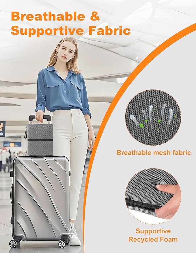 FASTMOMENT Airplane Seat Cushion Portable Travel Cushion for Comfort Foldable Stadium Pad with Breathable Fabric Seat Pad Perfect for Long Flights, Office, Bleacher, Camping