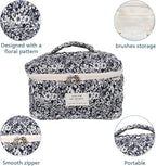Gosect Large Makeup Bag, Cute Cosmetic Bag for Women Girls, Floral Coquette Aesthetic Toiletry Bag, Travel Make Up Organizer Bag (Black Rose Flower)