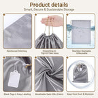 Ewen 3pcs Satin Drawstring Dustbags for Handbags with Blank Tags, Dustproof Travel Essentials Organizer Pouch in Small Medium Large Sizes, Packing Bag Set for Home Storage Jewelry Shoes Organization