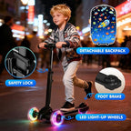 smilesun 4-in-1 Detachable Scooter Luggage for Kids & Teens, Foldable Hardside Ride On Suitcase with Wheels, Stylish and Safe Design(Navy)
