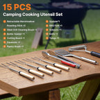 Gaialoop Portable Camping Cooking Utensils Set, Camp Kitchen Set with Organizer Bag, RV Essentials Outdoor Cooking Utensil Kit for Travel, Picnics, Camping, BBQs, Parties