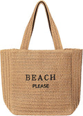 Tavaleu Straw Beach Bags for Women, Large Beach Bag Summer Woven Tote Bag Travel Shoulder Handbags for Holiday