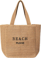 Tavaleu Straw Beach Bags for Women, Large Beach Bag Summer Woven Tote Bag Travel Shoulder Handbags for Holiday