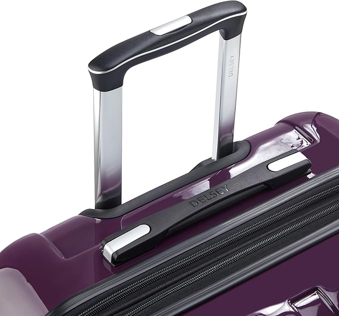 DELSEY PARIS Helium Aero Hardside Expandable Luggage with Spinner Wheels, Plum, Checked-Medium 24 Inch