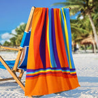 Oversized Terry Beach Towel 36 x 72 in Soft Extra Large Big Pool Swim Towels for Adults XL Clearance Big Travel Blanket Cruise Vacation Accessories Essentials Lounge Chair Cover Stripe Multicolor