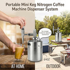 Nitro Cold Brew Coffee Maker, 64oz SS Mini Keg Cold Brew Maker, Nitro Coffee Machine System with Pressure Relief Valve & Stout Creamer Faucet Nitro Keg Coffee Growler Gift for Coffee Lovers
