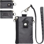 CHENSPRX Minimalist RFID Blocking Small Wallet with ID Window,WaterResistant Zip Id Case Wallet with Lanyard Keychain for Cards,Cash,Travel,Women,Men
