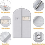 Syeeiex 40" Suit Bag, Set of 5 Garment Bags for Hanging Clothes, Suit Bags for Closet Storage, Garment Bags for Storage Suits,T-shirts, Jackets and Coats(Grey Pattern)