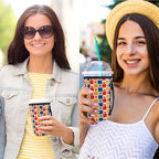 KJQJLY 3 Pack Reusable Iced Coffee Sleeves for Iced Coffee Cups or Drinks Reusable Neoprene Insulated Sleeves for Hot and Cold Drinks from Starbucks, Dunkin, And More (check)