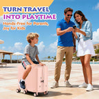 smilesun Kids Ride-On Luggage, 20" Hardshell Carry-On Suitcase with 6 Spinner Wheels, Foldable Pedal, Hidden Cup Holder & Combination Lock for Toddlers & Children (Light Pink, 20-inch)