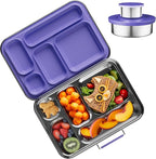 AOHEA Stainless Steel Bento Box Kids, Kids Metal Bento Lunch Box BPA Free Lunch Box Containers 304 Stainless Steel Bento Box for School and Office(Purple)
