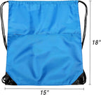 Drawstring Backpack Sports Water Resistant String Bag Sport Gym Sackpack for Women Men Large with Zipper, Neon Blue