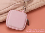 Ginsco Mini-Portable Hard Shell Square Earbuds Case for Apple EarPods/Samsung Galaxy Wired/Wireless Earbuds, Cell Phone Accessories Organizer with Carabiner for Earphones (1, Pink)