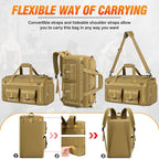 RAINSMORE 3 in 1 Gym Bag for Men, 45L Large Sports Duffle Bag with Shoe Compartment and Wet Pocket, Water-Resistant Tactical Backpack Carry On for Travel, Workout & Military Gear, Khaki