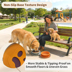 Collapsible Dog Bowls, 2-in-1 Silicone Pet Food and Water Bowl with Carabiner, Portable Double Compartment Dish for Travel, Camping, Hiking Puppy Essentials (Green Brown)