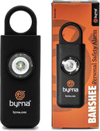 Byrna Banshee Personal Safety Alarm - 130 dB Loud Military Grade Self Defense Emergency Keychain Siren Device with LED Strobe Alert Light for Women, Men, Children, Elderly, Hikers and Runners (Black)