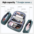 BOYATU Travel Makeup Bag Cosmetic Bags for Women: Large Capacity 3 Pcs Set Make up Bag with Compartments - Waterproof Vegan Leather Toiletry Organizer Bags with Handle (Z-63Blue)