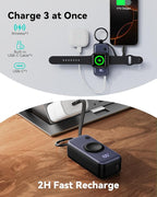 INIU 3-in-1 Portable Charger, 5000mAh Power Bank with Watch Charger & Built-in Cable, Compact 20W Fast Charging Battery Pack, Key Chain & Travel Essential for iPhone 16 15, Apple Watch, AirPods, etc