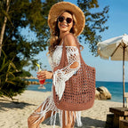 WantGor Crochet Bags, Beach Mesh Tote Bag Womens Shoulder Shopping Handbag Casual Travel Totes Bag Foldable Hobo Bags