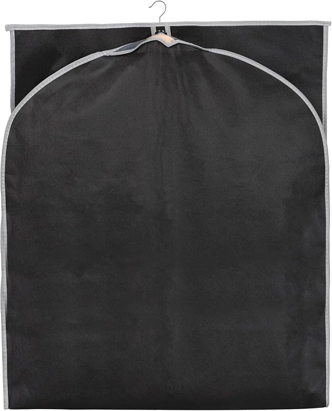 Syeeiex 60'' Dress Bags for Gowns, Set of 4 Garment Bag for Hanging Clothes, Dress Garment Bag, Dustproof and Keep Closet Tidy, Perfect for Suit Evening Dresses Fur Coat Long Dress Gown(Black&Grey)
