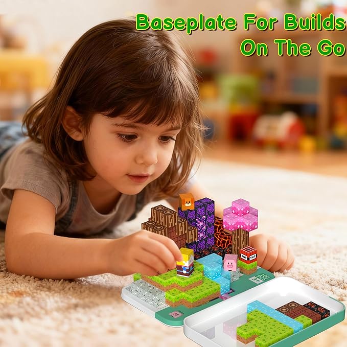 Magnetic Blocks Travel Magnetic Building Blocks Cubes - 100 PCS Tin Box Magnet Toys Set STEM Educational Stacking for Kids Ages 3 4 5 6 7 8 9 10 11 12 Year Old Boys Girls Birthday Christmas