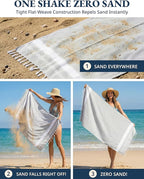 LANE LINEN Turkish Towels Set of 6, Beach Towels Oversized, Pre-Washed Pool Towel, Extra Large Beach Towel, Sandproof Beach Towel, Absorbent Travel Towel,39"x71" - Beach Party