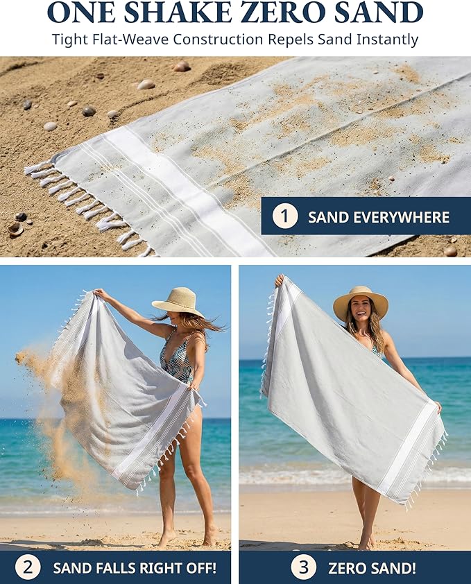 LANE LINEN Turkish Beach Towels Set of 12, Oversized Beach Towel, Lightweight Beach Essentials for Women, Large Pool Towel, Absorbent & Quick Dry, Sand Free Beach Towel, 39"x71" - Dazzling Dozen