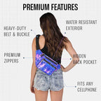 Fanny Pack Belt bag - Crossbody Waist Bag for Men or Women - Hands-Free, Waterproof Large Bumbag for Hiking, Running, and Travel (Galaxy Outer Space)