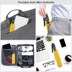 Compact Travel Umbrella for Purse - Flat Handle, Waterproof for Light Rain