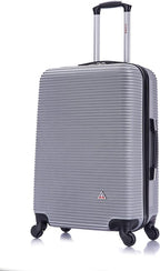 InUSA ROYAL Hardside Spinner Luggage with Ergonomic Handles | Spacious Travel Suitcase with Four Spinner Wheels and Studs | 24 Inch Medium Spinner Luggage | Silver