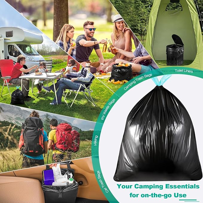 Portable Toilet Bags with Poo Gel Set, 8 Gallon Camping Toilet Bags with Absorbent Gels, Waste Bags, Leak-Proof Trash Bag for Camping Potty, Traveling