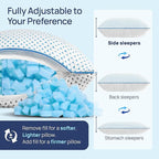 Small Cooling Memory Foam Travel Pillows for Airplanes Sleeping, Compressible Camping Pillow, Mini Adjustable Shredded Foam Bed Pillow for Medium Firm Neck Knee Lumbar Support, Ideal Car, Backpacking