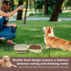 Collapsible Dog Bowls, Travel Food and Water Double Bowl for Cats & Dogs, 2-in-1 Portable BPA-Free Feeding Solution, Perfect for Traveling, Camping & Walking (L/ 100oz)