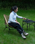 iClimb Ultralight Compact Camping Folding Beach Chair with Anti-Sinking Large Feet and Back Support Webbing (Brown - Square Frame - 2PC)