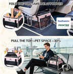 Lekereise Top-Expandable Pet Carrier 18x13x9.5 Inch Southwest Frontier Airline Approved Soft Sided Underseat to 15lbs Travel Carriers for Small Cats Dogs with Locking Safety Zippers Anti-Scratch Mesh