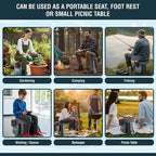 NUMANU 2026 Upgraded XXL Collapsible Stool & 3IN1 Cushioned Carry Bag, 2.6"-19.7" Height Adjustable, Max 1,000lbs Portable Retractable Telescoping Seat, Foldable Camping Stool for Adults (XXL Square)