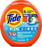 Tide PODS laundry detergent pacs, 3-in-1 Stain Remover, Odor Fighter, Color Protector, 76 Count, HE compatible, Clean Breeze Scent