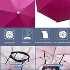 3 Pack Umbrella Hat, Sports Head Umbrella Hats for Adult Women, 26" Diameter Folding Waterproof Rainbow Fishing Headwear for Outdoor Party Beach Hiking