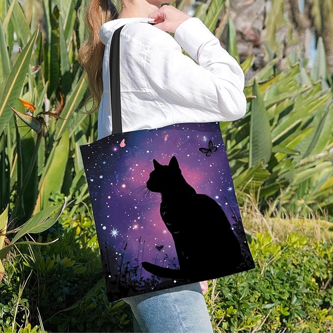 ANNA QUEEN Cat Tote Bag Shoulder Bag Handle Bag for Gym Yoga Picnic Beach Kitchen Reusable