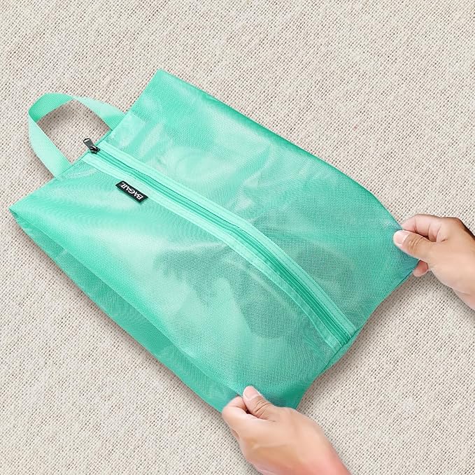 Bagail Shoe Bags for Travel,2 Set Shoe Bag for Storage in Closet,Transparent Shoe Packing Organizers with YKK Zipper (L 17"x10"x5", Turquoise 2pcs)