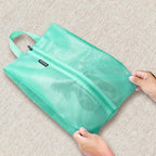Bagail Shoe Bags for Travel,2 Set Shoe Bag for Storage in Closet,Transparent Shoe Packing Organizers with YKK Zipper (L 17"x10"x5", Turquoise 2pcs)