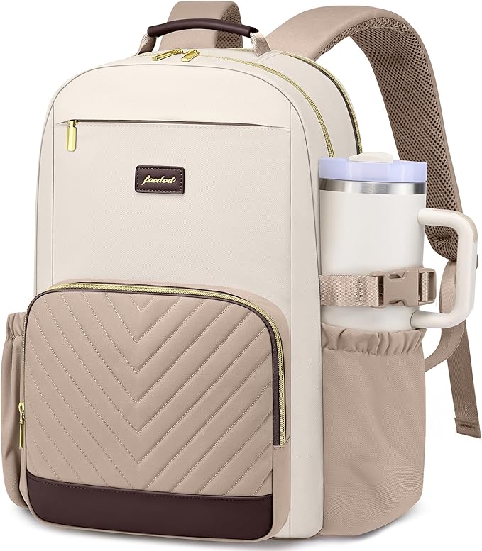 Focdod Laptop Backpack for Women Bookbag: 15.6 inch Work Backpacks with Pouch Pocket for Large Capacity Cup & USB Charger College Book Bag Travel Business Nurse Teacher Bookbags Anti-theft Back Pack